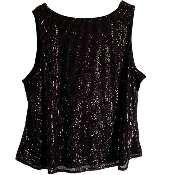 Ava & Viv Women's Sequin Tank Top 4X Black Shimmer Sleeveless Plus Size NEW NWT - Picture 2 of 10
